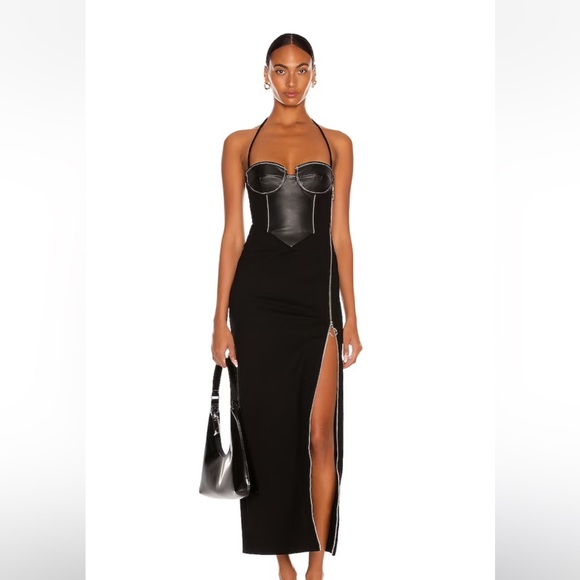 FWRD STAUD BLACK HINDLEY ZIP MAXI DRESS - Picture 5 of 7